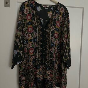 Johnny Was Multicolor Floral Blouse